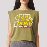 God Is Not Done Be Patient Garment-Dyed Women's Muscle Tee