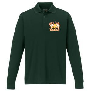 Gingas Gingerbread Ninja Men Performance Long Sleeve Polo