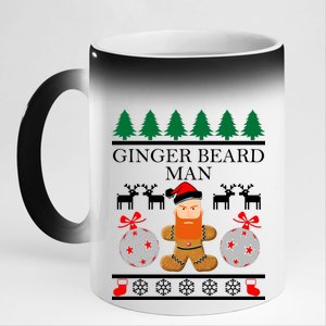 Ginger Beard Man Ugly Christmas Sweater 11oz Black Color Changing Mug