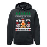 Ginger Beard Man Ugly Christmas Sweater Performance Fleece Hoodie