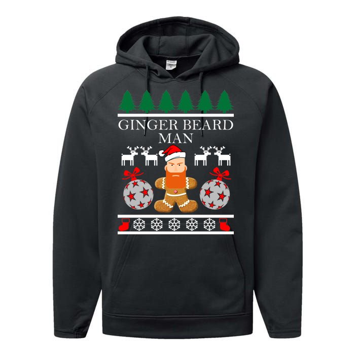 Ginger Beard Man Ugly Christmas Sweater Performance Fleece Hoodie