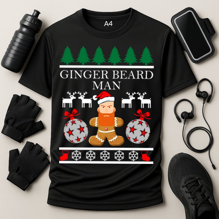 Ginger Beard Man Ugly Christmas Sweater Cooling Performance Crew T-Shirt