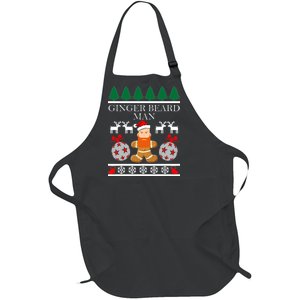 Ginger Beard Man Ugly Christmas Sweater Full-Length Apron With Pockets