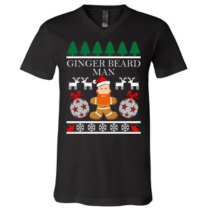 Ginger Beard Man Ugly Christmas Sweater V-Neck T-Shirt