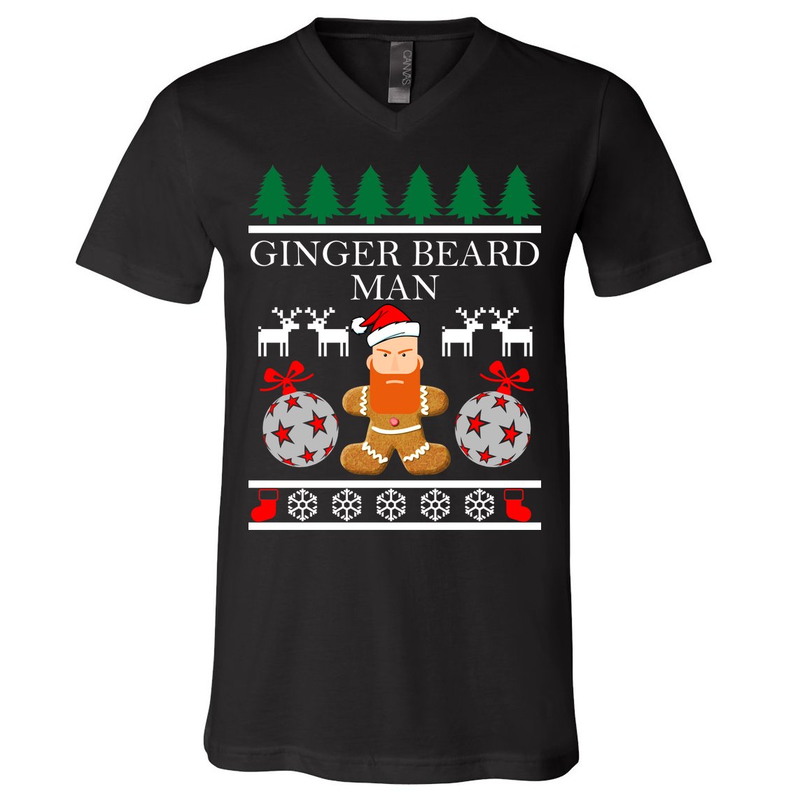 Ginger Beard Man Ugly Christmas Sweater V-Neck T-Shirt