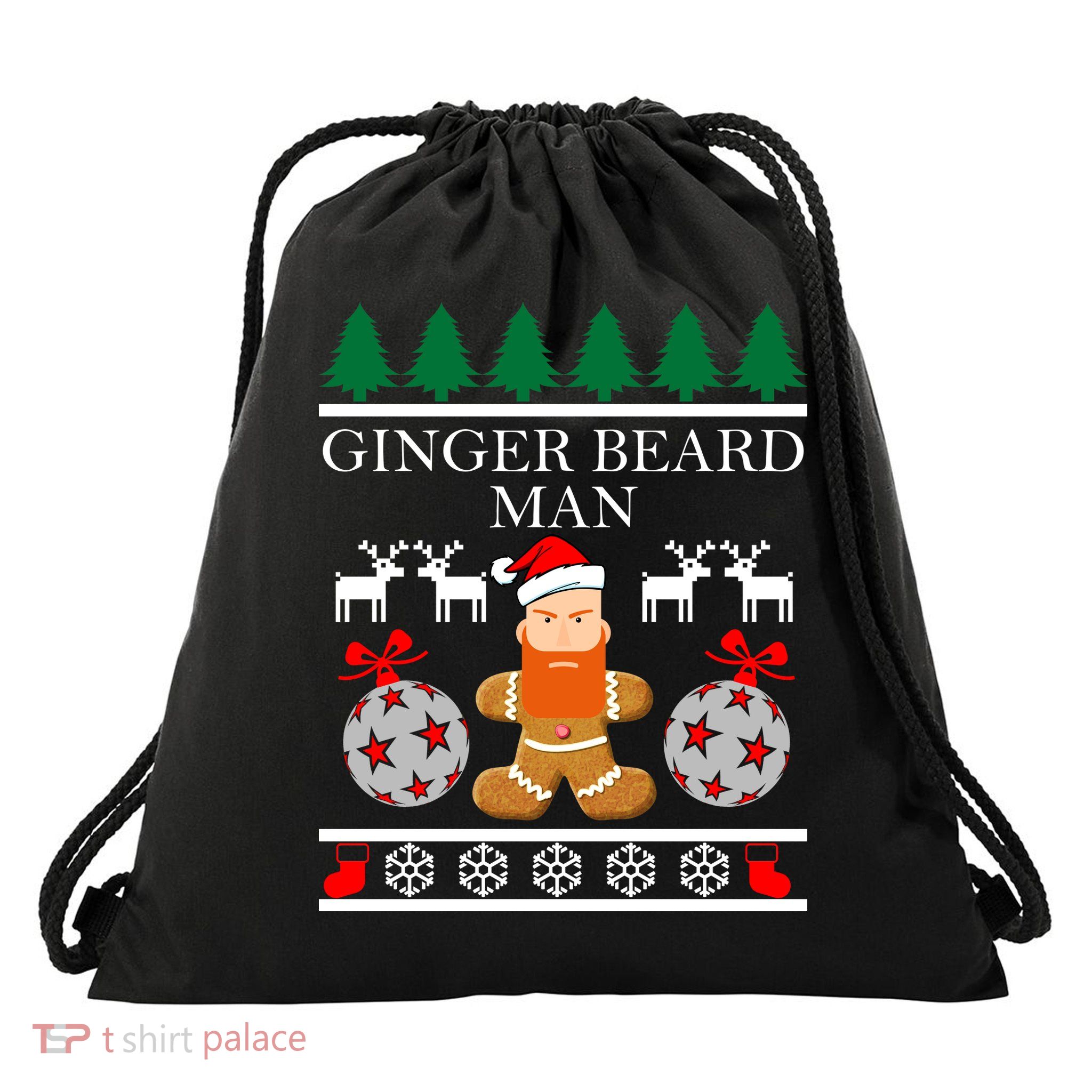 Ginger Beard Man Ugly Christmas Sweater Drawstring Bag