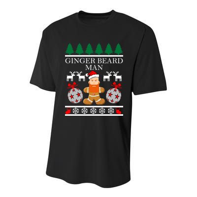 Ginger Beard Man Ugly Christmas Sweater Youth Performance Sprint T-Shirt