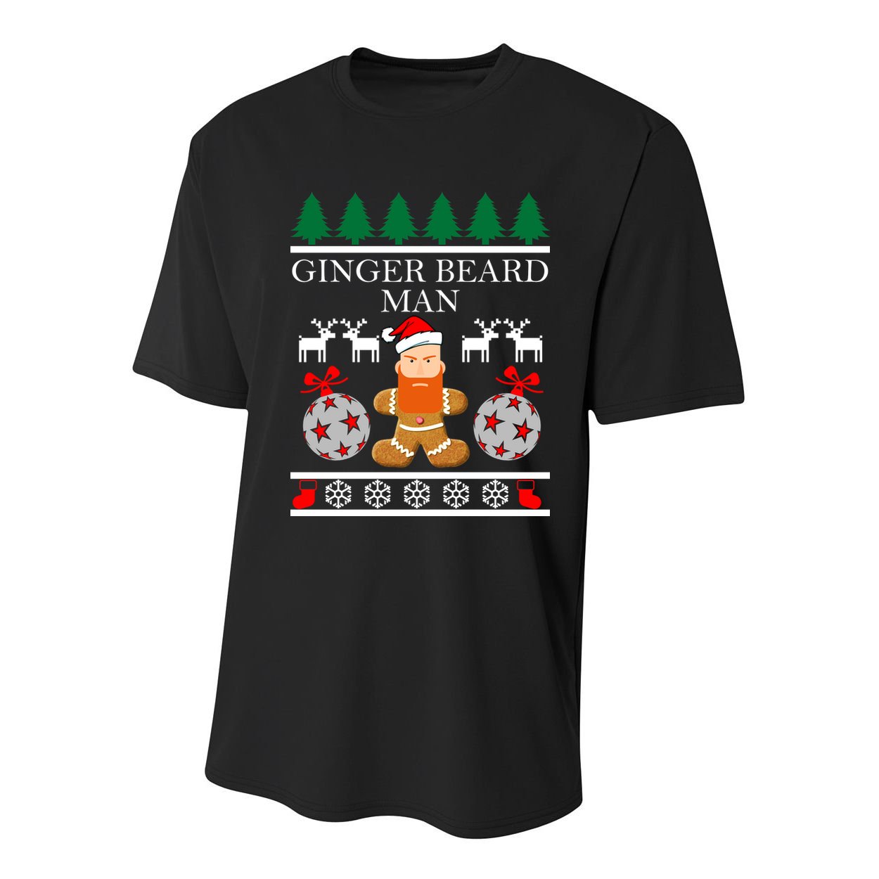 Ginger Beard Man Ugly Christmas Sweater Youth Performance Sprint T-Shirt