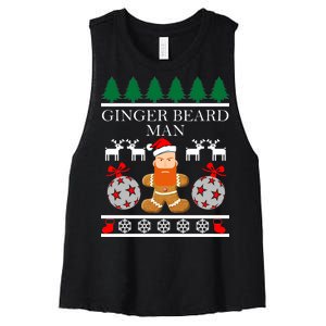 Ginger Beard Man Ugly Christmas Sweater Women's Racerback Cropped Tank