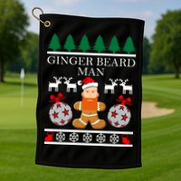 Ginger Beard Man Ugly Christmas Sweater Golf Towel