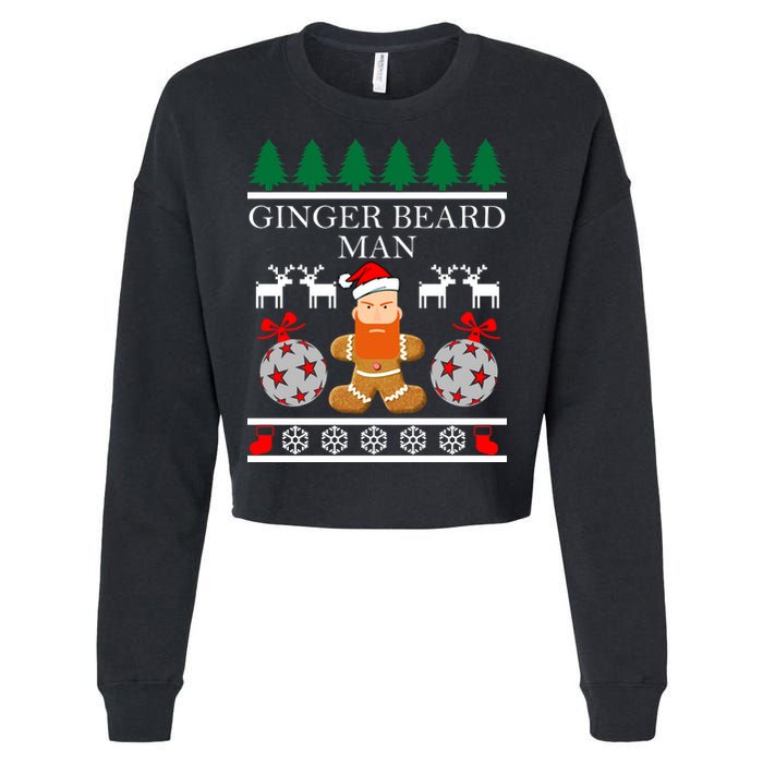 Ginger Beard Man Ugly Christmas Sweater Cropped Pullover Crew