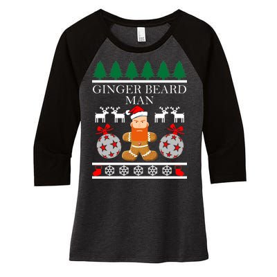 Ginger Beard Man Ugly Christmas Sweater Women's Tri-Blend 3/4-Sleeve Raglan Shirt