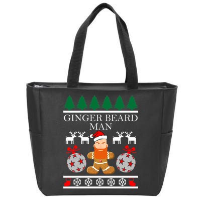 Ginger Beard Man Ugly Christmas Sweater Zip Tote Bag