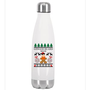 Ginger Beard Man Ugly Christmas Sweater Stainless Steel Insulated Water Bottle