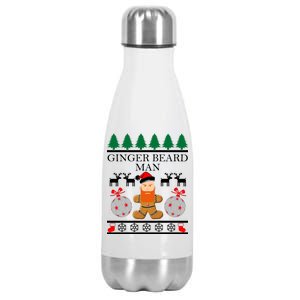 Ginger Beard Man Ugly Christmas Sweater Stainless Steel Insulated Water Bottle