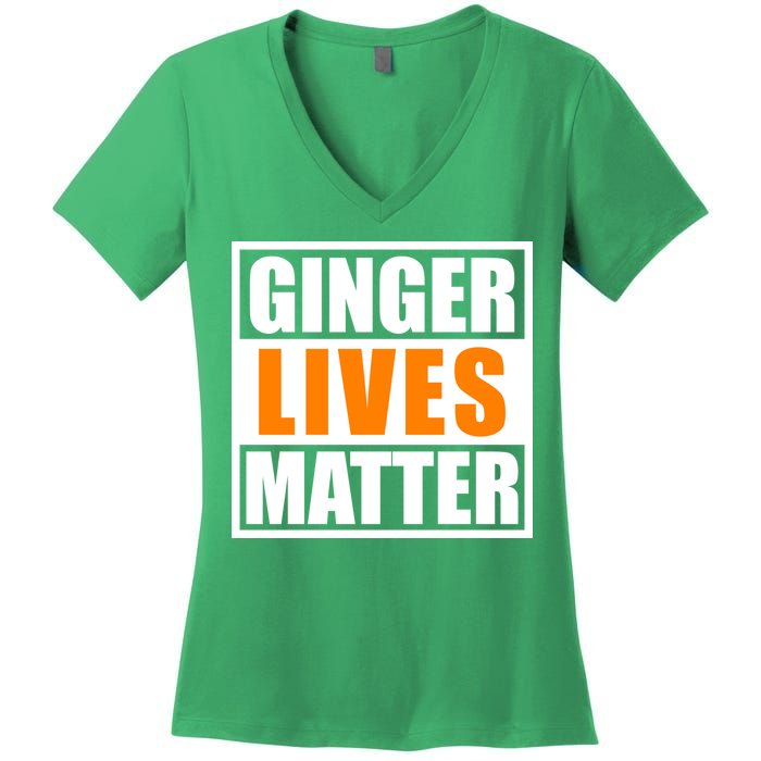 Ginger Lives Matter Funny Irish St Patrick's Day Women's V-Neck T-Shirt