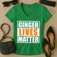 Ginger Lives Matter Funny Irish St Patrick's Day Women's V-Neck T-Shirt