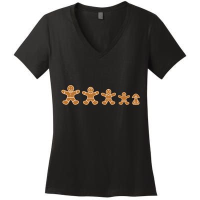 Gingerbread Man Evolution Women's V-Neck T-Shirt