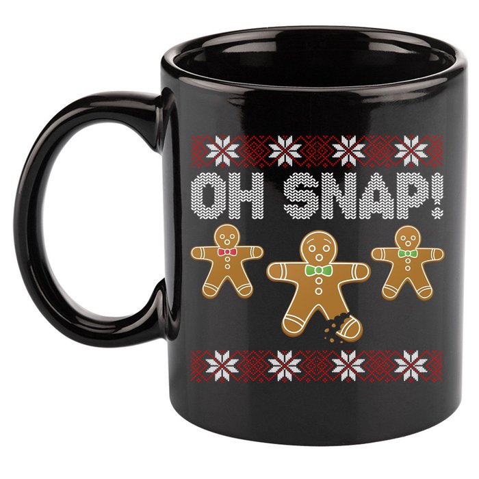 Gingerbread Oh Snap Ugly Christmas Sweater 11oz C Handle Ceramic Mug