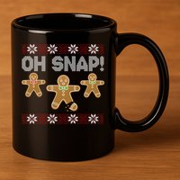 Gingerbread Oh Snap Ugly Christmas Sweater 11oz C Handle Ceramic Mug