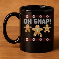 Gingerbread Oh Snap Ugly Christmas Sweater 11oz C Handle Ceramic Mug