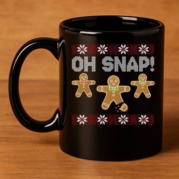 Gingerbread Oh Snap Ugly Christmas Sweater 11oz C Handle Ceramic Mug