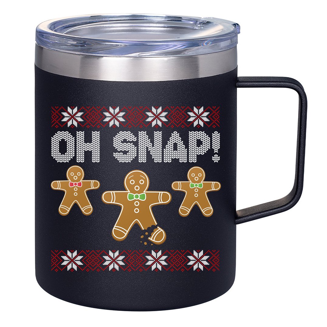 Gingerbread Oh Snap Ugly Christmas Sweater 12oz Stainless Steel Coffee Mug