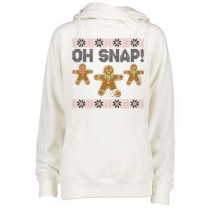 Gingerbread Oh Snap Ugly Christmas Sweater Womens Funnel Neck Pullover Hood