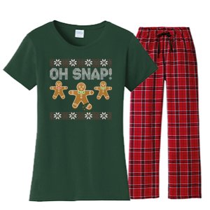 Gingerbread Oh Snap Ugly Christmas Sweater Women's Flannel Pajama Set