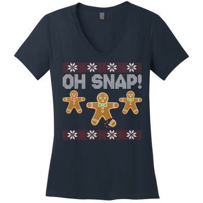 Gingerbread Oh Snap Ugly Christmas Sweater Women's V-Neck T-Shirt