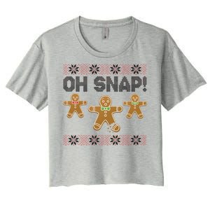 Gingerbread Oh Snap Ugly Christmas Sweater Women's Crop Top Tee