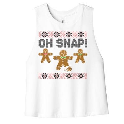 Gingerbread Oh Snap Ugly Christmas Sweater Women's Racerback Cropped Tank