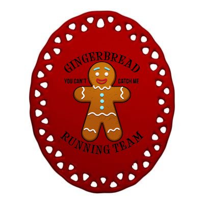 Gingerbread Running Team Ceramic Oval Ornament