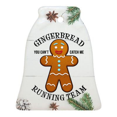 Gingerbread Running Team Ceramic Bell Ornament