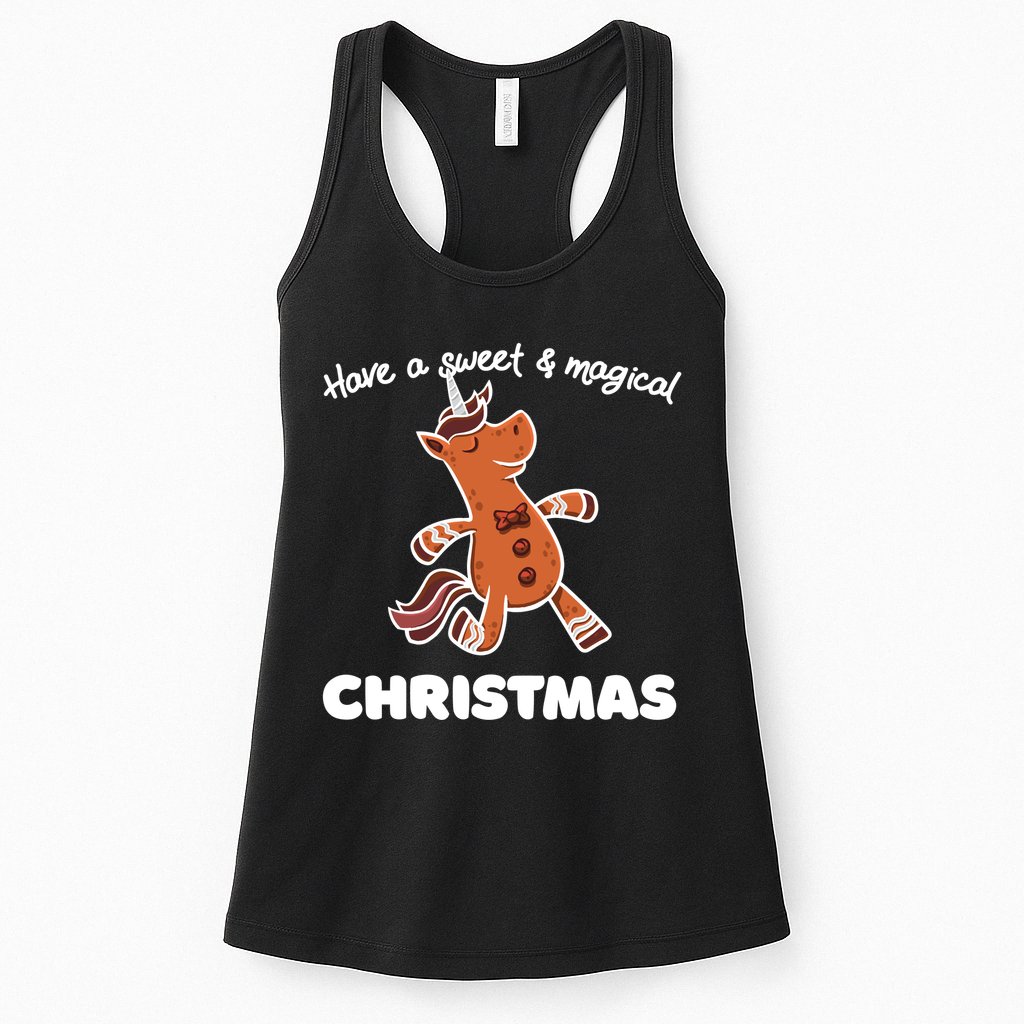 Gingerbread Unicorn Cookie Magical Christmas Womens Tank Top