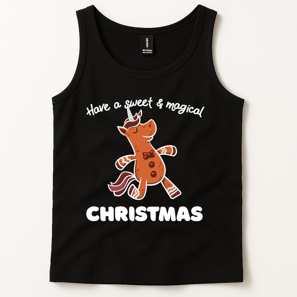Gingerbread Unicorn Cookie Magical Christmas Tank Top