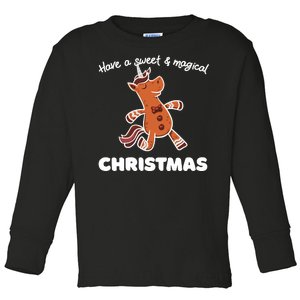 Gingerbread Unicorn Cookie Magical Christmas Toddler Long Sleeve Shirt