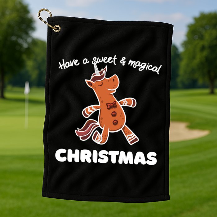 Gingerbread Unicorn Cookie Magical Christmas Golf Towel