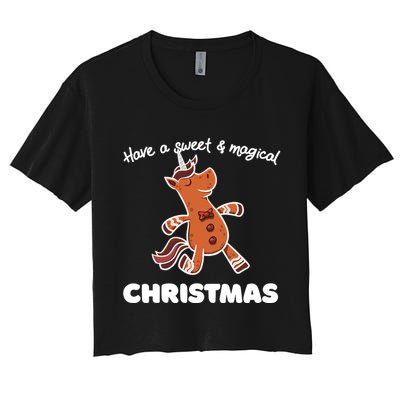Gingerbread Unicorn Cookie Magical Christmas Crop Top
