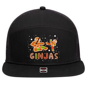 Ginjas Funny Gingerbread Christmas 7 Panel Mesh Trucker Snapback Hat