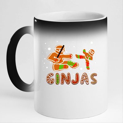 Ginjas Funny Gingerbread Christmas 11oz Black Color Changing Mug