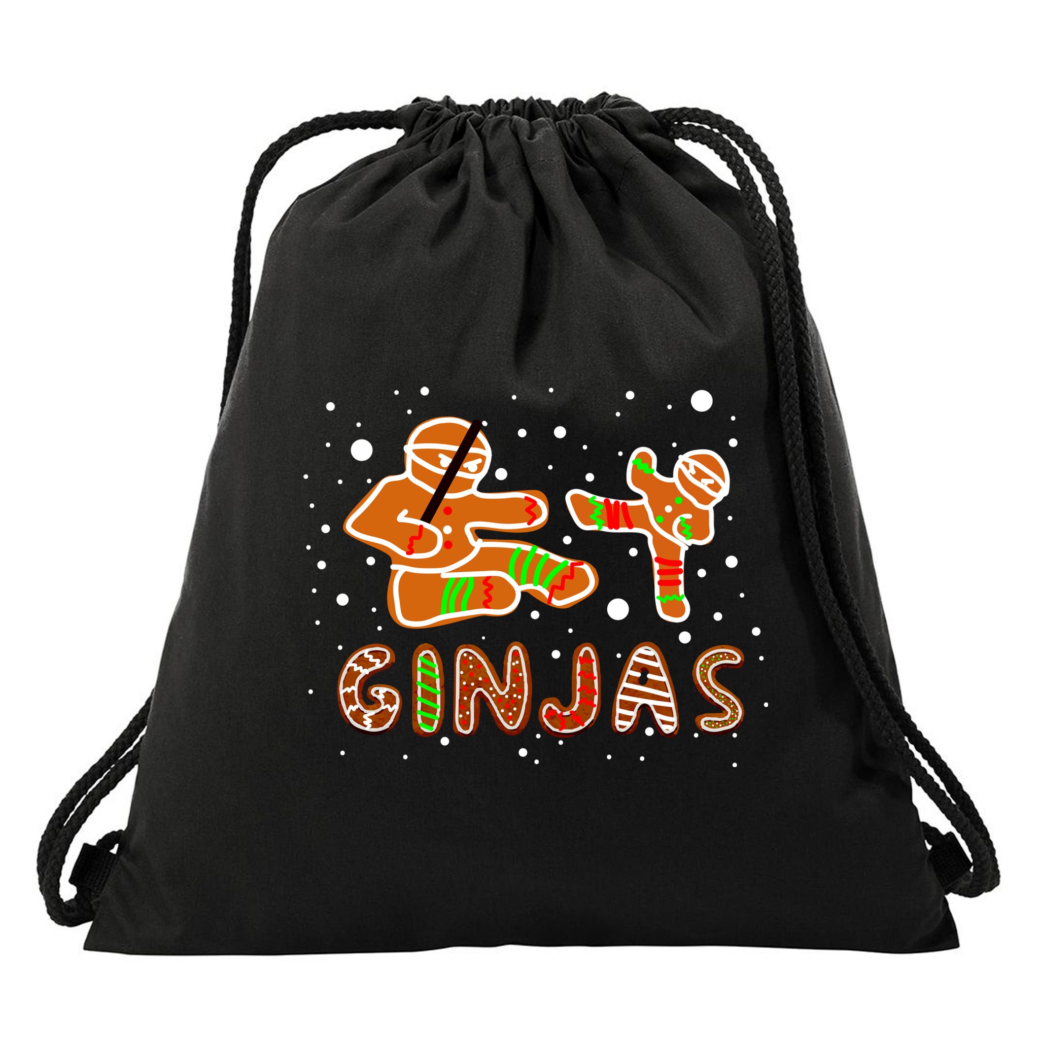 Ginjas Funny Gingerbread Christmas Drawstring Bag