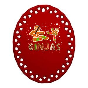 Ginjas Funny Gingerbread Christmas Ceramic Oval Ornament