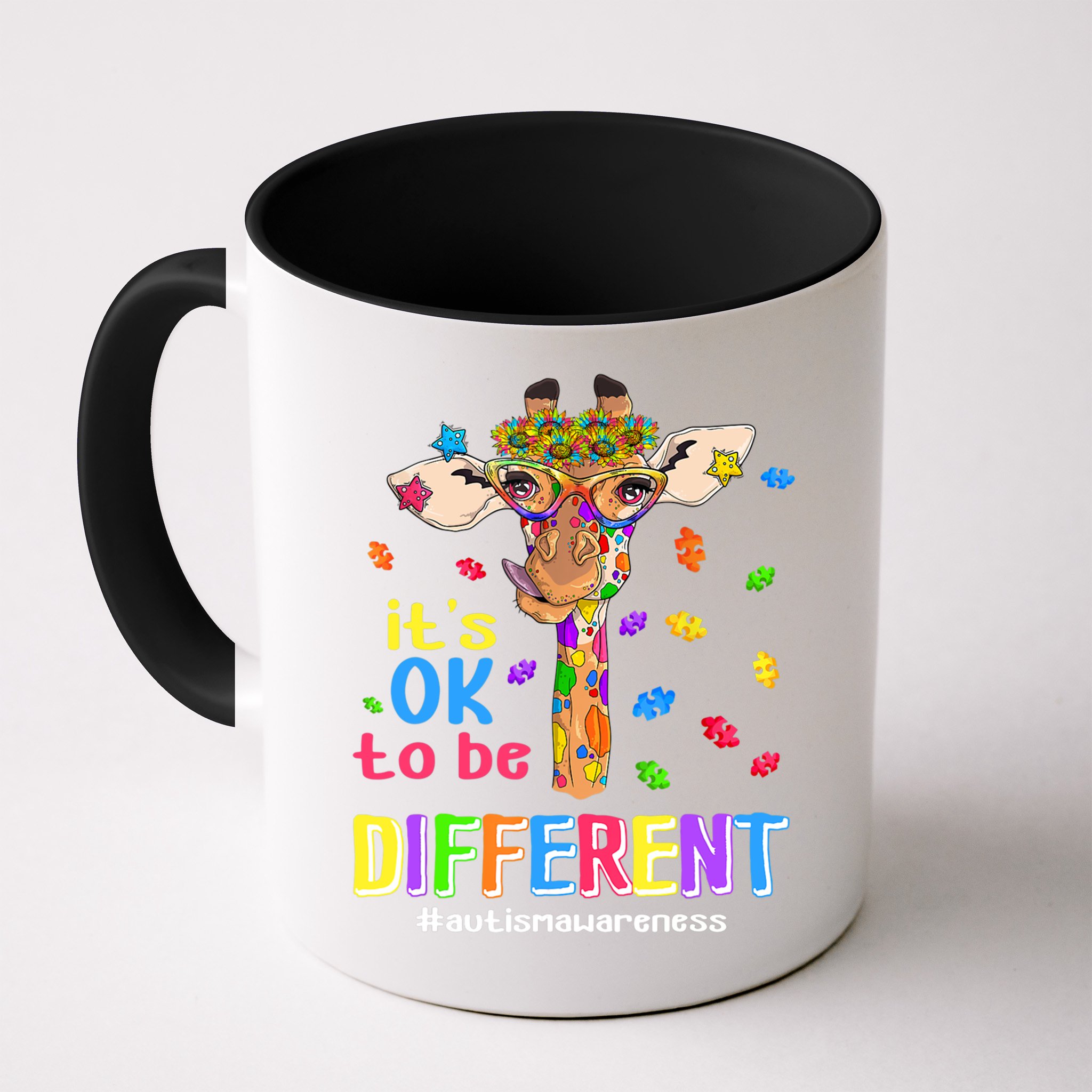 Giraffe It's Ok To Be Different Autism Awareness Acceptance Cute Gift Mug