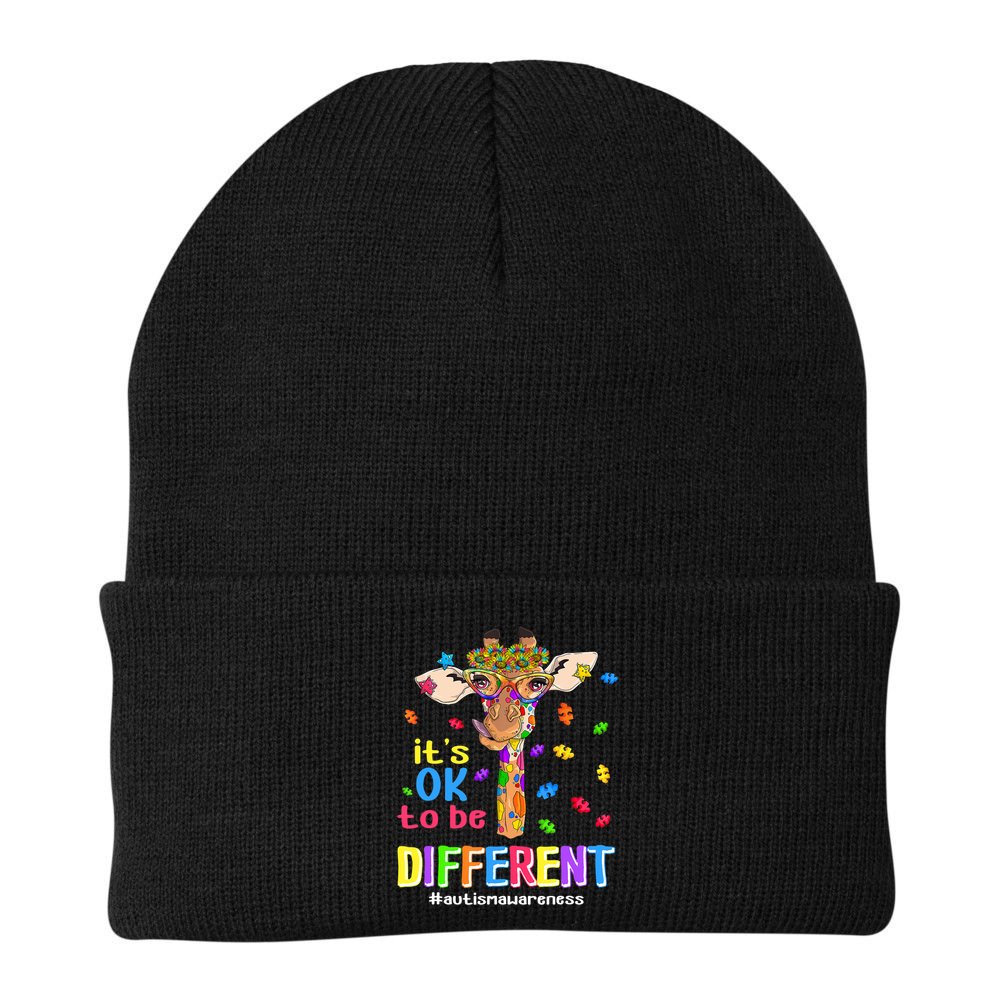 Giraffe It's Ok To Be Different Autism Awareness Acceptance Cute Gift Beanie