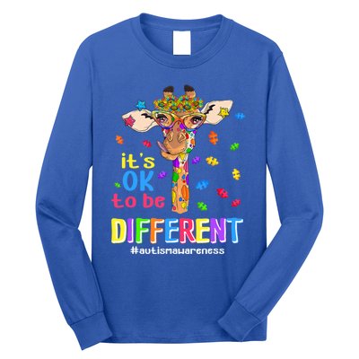 Giraffe It's Ok To Be Different Autism Awareness Acceptance Cute Gift Long Sleeve Shirt