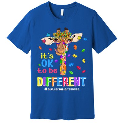 Giraffe It's Ok To Be Different Autism Awareness Acceptance Cute Gift Premium T-Shirt