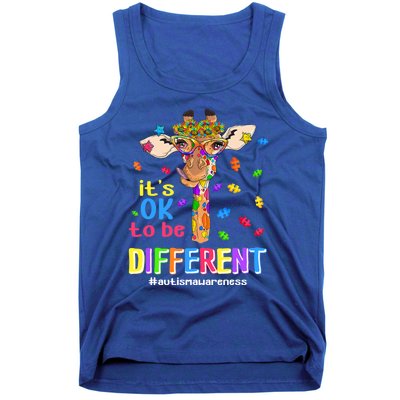 Giraffe It's Ok To Be Different Autism Awareness Acceptance Cute Gift Tank Top