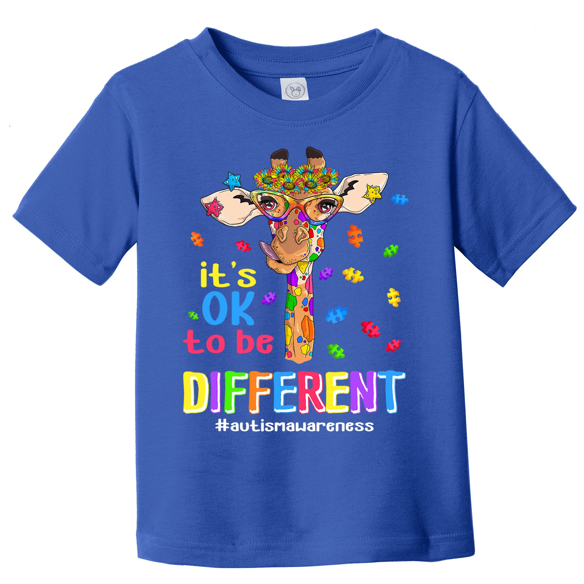 Giraffe It's Ok To Be Different Autism Awareness Acceptance Cute Gift Toddler T-Shirt