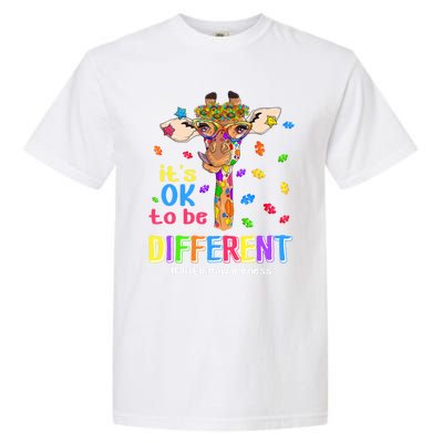 Giraffe It's Ok To Be Different Autism Awareness Acceptance Cute Gift Garment-Dyed Heavyweight T-Shirt